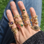 RM1385 18K Gold Plated CZ Micro Pave hummingbird Bird Spiritual ring, cubic zirconia Evil Eyes ring, Zircon Heart Rings