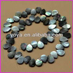 SP4073 Black shell flat teardrop beads,teardrop shaped abalone shell beads,abalone drop beads