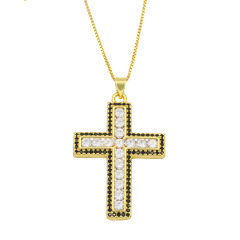 NZ1205 gold plated brass colored CZ micro pave Charm love cross Christian religious Pendant Necklaces jewelry for man Women
