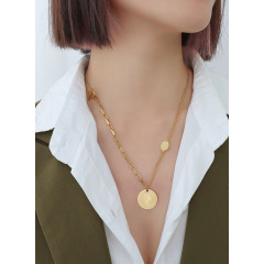 NS1221 Dainty Tarnish Free 18K IP Gold Plated Stainless Steel Ancient Coin Necklace  with Toggle Clasp For Women Ladies