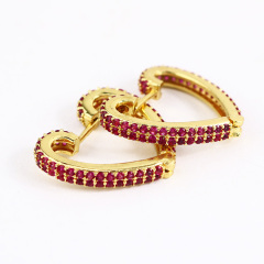EC1634 2020 Womans Fashion Gold Plated Diamond CZ Micro Pave Heart Charm Huggie Earrings