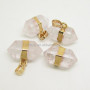 JF6556 Clear Crystal Quartz Double Terminated Pendant with Gold Electroplated Trim and Bail