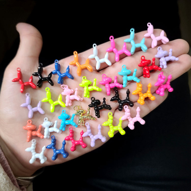 JS1554 New Fashion Multicolor Cute Colorful Rainbow Enamel Brass Metal Balloon Puppy Poodle Dog Charm Pendants