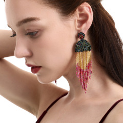 EG1022 High Quality Handmade Chic Large Bohemia Long Tiny Miyuki Seed Beaded Statement Tassel Fringe Earrings for Women EG1022 High Quality Handmade Chic Large Bohemia Long Tiny Miyuki Seed Beaded Statement Tassel Fringe Earrings for Women
