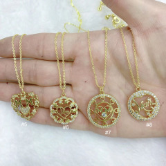 NZ1341 Dainty 18k Gold Plated CZ Micro Pave Love Heart Mother's Day Necklace Jewelry for Mom Mama