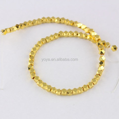 JS1222 Tiny Mini 3mm Gold Metal Faceted Cube Nugget Beads,3mm Square Cube Spacer Beads