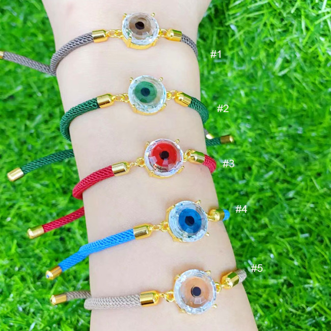 BC1352 fashion colourful evil eyes women bracelet ,trendy adjustable cubic zircon eyes cord ladies bracelet