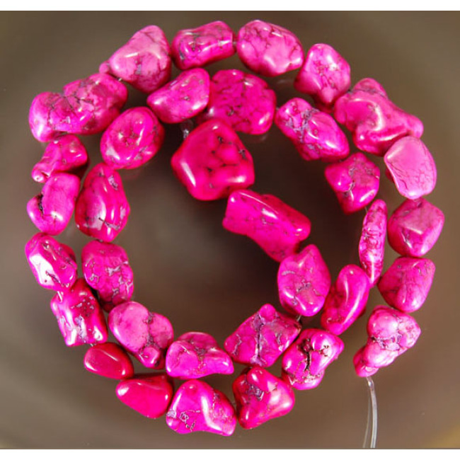 TB0075 Hot Pink Chunky Beads,Turquoise Magnesite Nugget Beads
