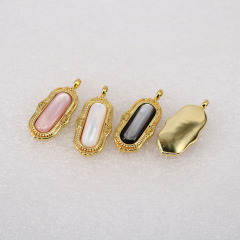 JF7300 New Chic Gold Plated Bezel Gemstone Semiprecious Stone Rectangle Bar Jewelry Pendants