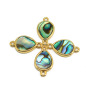 JF8712 Dainty Gold Plated Faceted Natural moonstone Semiprecious Stone Gemstone Teardrop Bezel Two Ring Connector