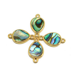 JF8712 Dainty Gold Plated Faceted Natural moonstone Semiprecious Stone Gemstone Teardrop Bezel Two Ring Connector
