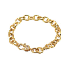 BC1284 18k gold plated brass mens miami cuban link chain bracelet jewelry for women