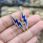 CZ7712 Rainbow Neon Enamel CZ Pave Thunder Lightning Bolt Charm, Enamel CZ Pave lightning Sign Pendant