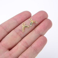 CZ8299 Dainty Tiny Mini Small Gold CZ Diamond Rainbow Charm,Tiny Minimal Zircon Cubic Zirconia Multicolor Rainbow Charm Pendant