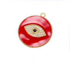 CZ7953 2020 Spring pendant Jewelry Chic Enamel Blue Red White Black CZ Micro pave Eye Disc Pendants