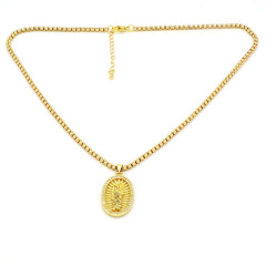 NZ1324 18K Gold Plated CZ Paved Saint Jude San Judas Tadeo Virgin Mary Stainless Steel Chain Catholic Religious Necklace Jewelry