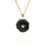 NM1233 Dainty Gold Enamel Heart Lightning Bolt Star Moon Medallion Coin Chain Necklace