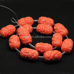 GP0832 Fashion carved mermaid pink coral colour resin barrel drum beads