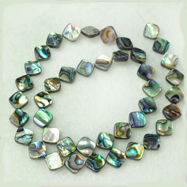 SP4068 Abalone paua shell flat square diamond beads, square shaped abalone paua shell beads