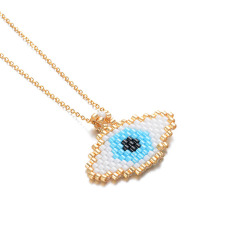 NG1001 Hot Sale Dainty Handmade Miyuki Seed Beaded Evil Evileye Eye Charm Pendant Necklace