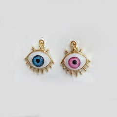 CZ8344 Good Luck & Protection Symbol 18K Gold Plated Cz Evil Eyes Charm, Micro Pave Greek Eye Charm Pendant