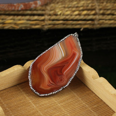 JF6807 Fashion beautiful crystal pave large agate slab slice slab pendants