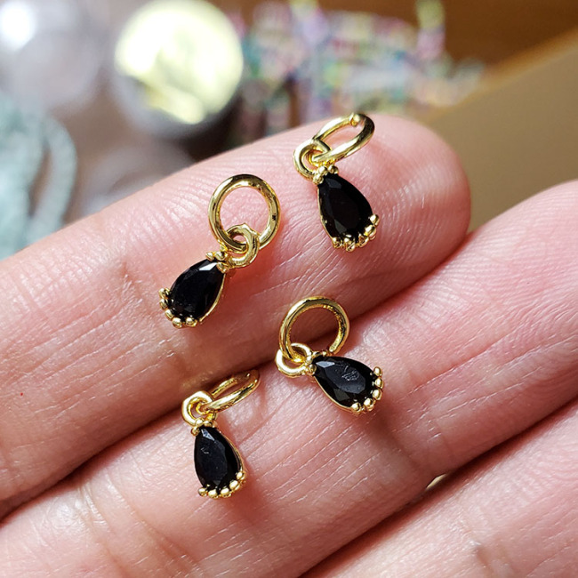 Tiny 18K Gold Plated CZ Cubic Zirconia Micro Pave Drop Charms ,Mini Teardrop Charm Pendant For Necklace Earring Jewelry Making
