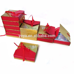 BP1024 Pretty bracelet bangle gift box with knot,red and gold jewelry box in square