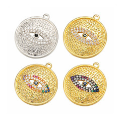 CZ8073 Hotsale Gold Plated CZ Zircon Micro Evil Disc Round Eye Pendant