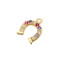 CZ7885 Chic Mini Rainbow Diamond Jewelry Charm Small CZ Micro Pave Chilli Frog Horseshoes Bracelet Charms