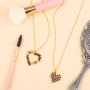 NZ1212 Tiny Mini chain rainbow CZ diamond mirco pave heart charms Pendant Necklaces for Women