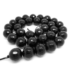 AB0048 Wholesale Faceted Black Onyx Agate Beads