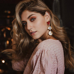 EM1101 Popular Metal Enamel Evil Evileye Eye Heart Charm Hoop Designer Drop Earrings for Women Girls