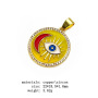 CZ8454 Rainbow Enamel Multicolor CZ Zircon Micro Pave Evil Eyes and Moon on Disc Round Charm Pendant for Necklace Jewelry Making