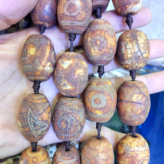 AB0698 Vintage agate drum stone beads,matte tibetan dzi barrel beads in bulk