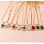 NZ1136  Dainty Bling Jewelry Gold Plated Big Zircon CZ Diamond Star Rectangle Pendant Chain Statement Necklace