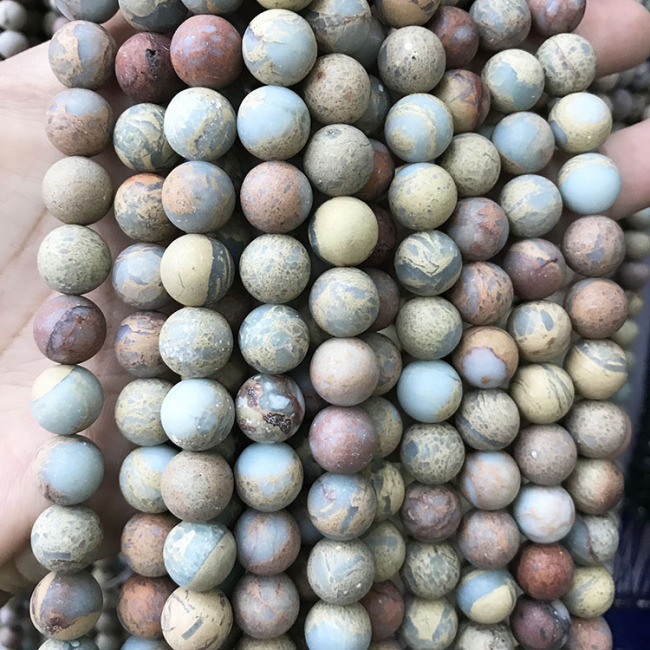 SM3138  Dull Polished Impression Jasper Stone Beads Matte African Opal Beads