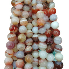 AB07125 New Orange White Striped Agate Beads,Banded Agate Round Beads