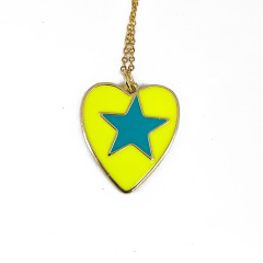 NM1183 2021 Summer Beach Jewelry Gold Plated Neon Enamel Multi Color Star on Heart Shape Pendant Chain Necklaces