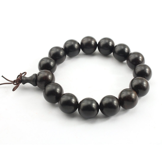 BW1019A Ebony Wood Bead Wrist Mala Stretch Bracelet, Yoga Meditation Jewelry Energy Focus Bead Stackable Zen Bracelet