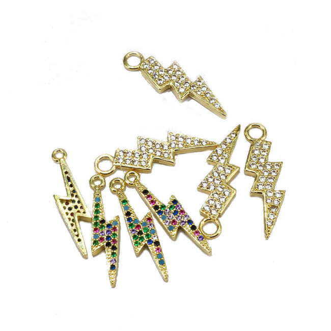CZ7824 CZ Thunder Lightning Bolt Charm, Diamond CZ Pave Thunder lightning Sign Pendant