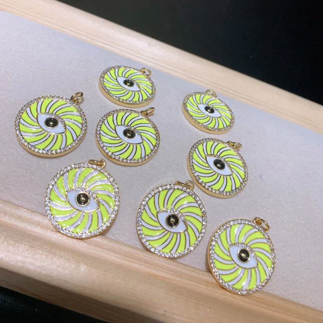 CZ8407 Gold Plated CZ diamond pave evil eyes multi colored enamel charms Pendant