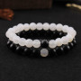 BRG1141 White & Black Matte Agate Onyx Beads Yin Yang Bracelet,Wrist Yoga Bracelet
