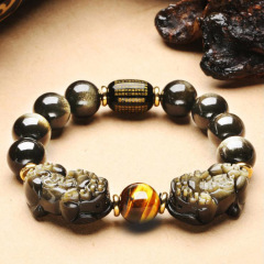 Pixiu Feng Shui Black Obsidian Wealth Bracelet Natural Tiger Eye Beads Lucky Feng Shui Bracelet Pixiu Feng Shui Black Obsidian Wealth Bracelet Natural Tiger Eye Beads Lucky Feng Shui Bracelet