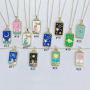 NM1250 18k Gold Plated Enamel Tarot Card Necklace,Star strength Sun Moon Symbolic Necklace Tarot Card Jewelry Mystic Jewelry