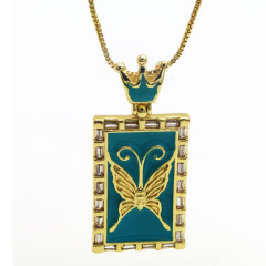 NZ1274 Fashion Custom Tarot Card  Butterfly Pendant Charm Necklace