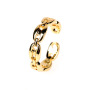 RM1161 Popular Chic Gold Plated Diamond Zircon CZ Micro Pave Gold Coffee Bean Lin Chain Adjustable Open Rings