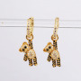 EC1481 Womans Fashion Women's CZ Micro Bear Charm Huggie Hoops Earring
