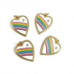 CZ8304 Wholesale enamel rainbow cz micro pave heart charm pendant,cubic zirconia diamond heart pendant