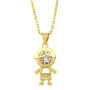 Dainty Mini 18k Gold Plated CZ Micro Pave  Boy and Girl Kids Child Children Charm Pendant Chain Necklace